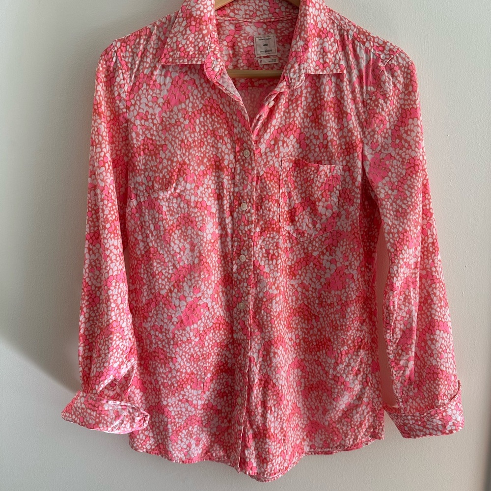 J. Crew Pink Patterned Women's Button Down Shirt
